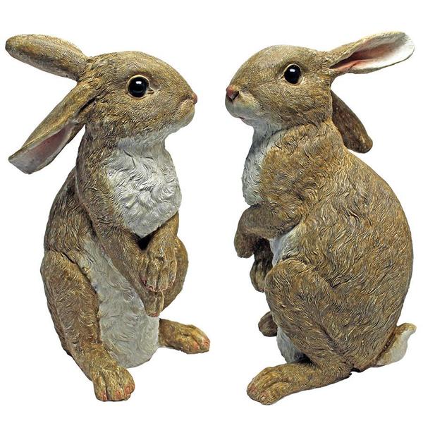 Design Toscano Hopper, the Bunny, Standing Garden Rabbit Statue: Set of Two QM9200681